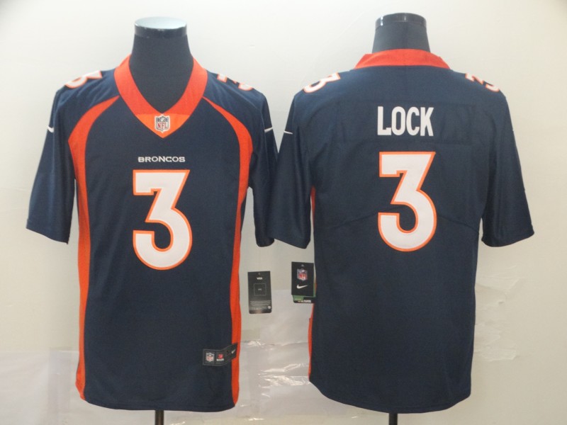 Men's Denver Broncos Drew Lock #3 Navy Jersey